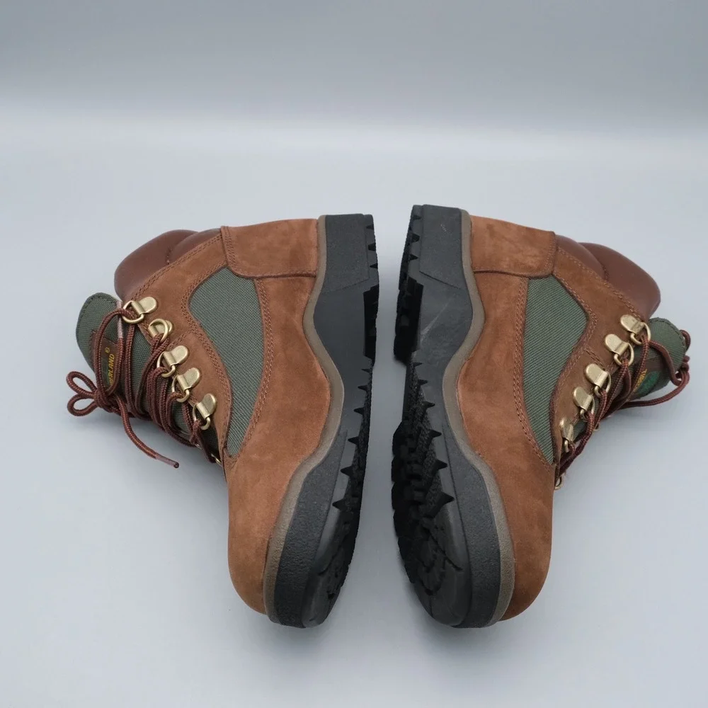 Timberland Field Boots Kids Brown Green Leather Canvas 4 16937 Outdoor